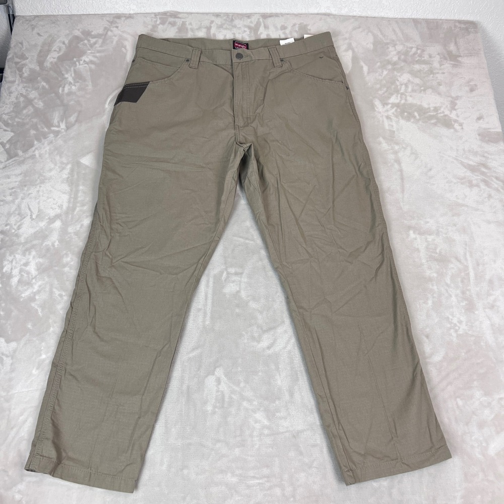 Wrangler Workwear Technician Pants Mens 38x30 Khaki Cotton Ripstop Utility